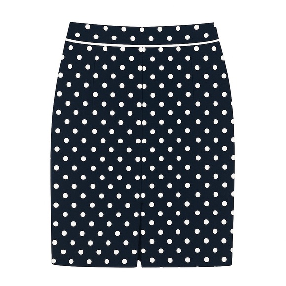 Vintage Eloquii Navy and White Polka Dot Pencil Skirt 50s/60s Retro - Picture 3 of 12